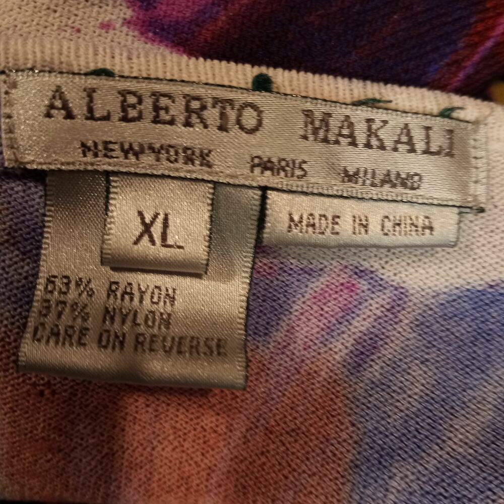 ALBERTO MAKALI Abstract Multi-Color Ruffled  Knit Top XL - Picture 6 of 6